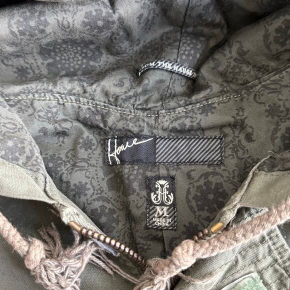 Vintage Y2K Howe military parka mens green jacket studded size M - Picture 5 of 13